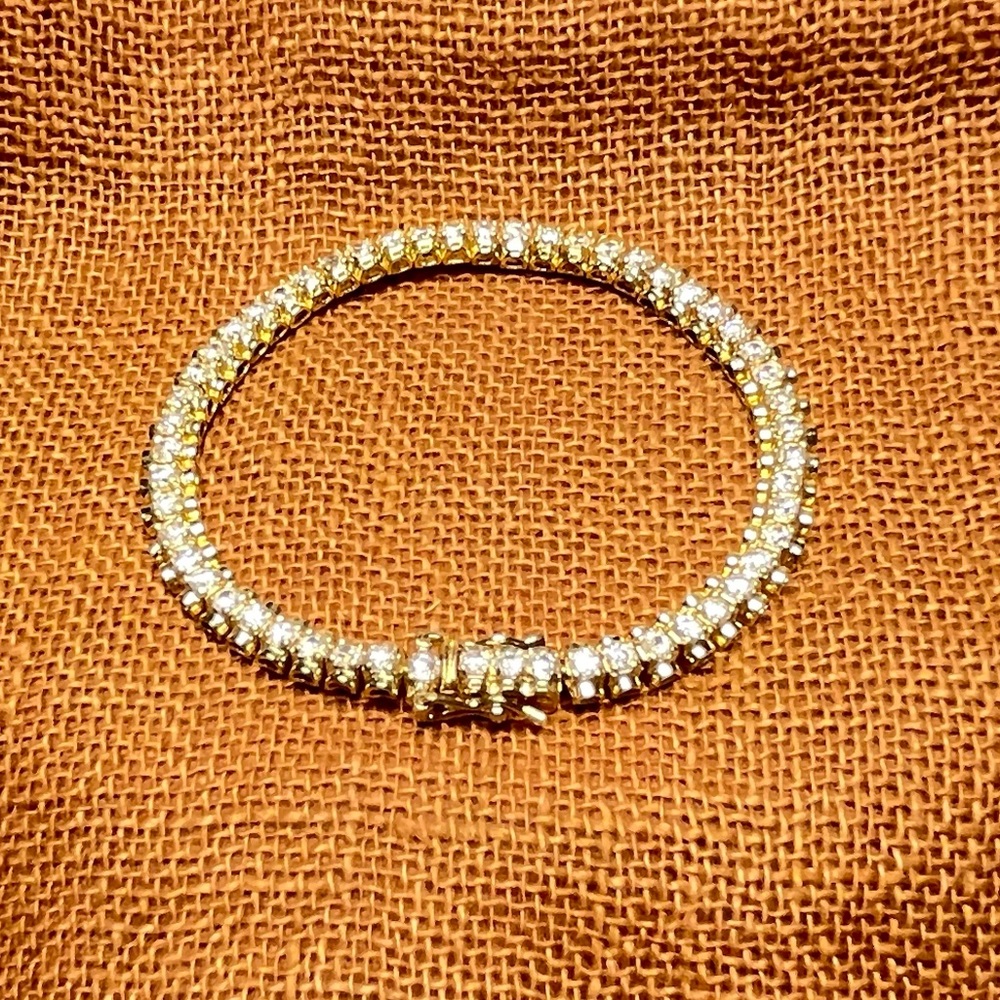Vintage Silver with Gold Vermeil Tennis Bracelet